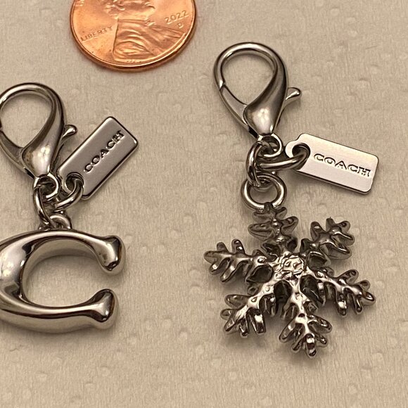 2 Auth COACH Hang Charms. Metal. For keyring, Zip pull, Bracelet Wallet etc NEW - Picture 1 of 5